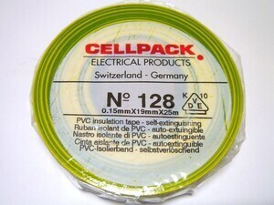  
	Elektriteip 19mmx25m, kolla-roheline, Cellpack 128, 145796 
