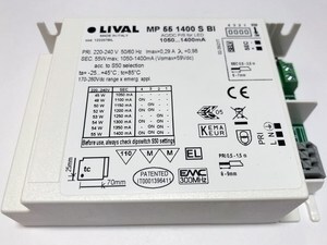  
	Elektrooniline  LED  trafo 45-55W, 1050-1400mA, max. 59V, Lival, MP 55/1400 S BI, 122207BIL 
