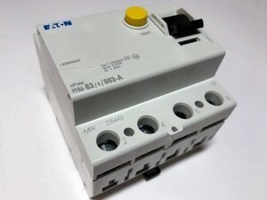  
	Aвтомат тока утечки 3-фазный 63 A, 30мA(0,03A), Eaton, PFIM-63/4/003-A-MW, 235443 
