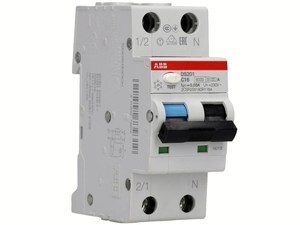  
	Aвтомат тока утечки с автоматическим выключателем 1-фазный C 16A, 30мA(0,03A), DS201C16A30, ABB, 2CSR255180R1164 
