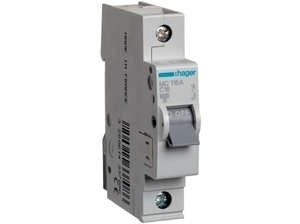  
	Модульный автоматический выключатель 1-фазный, C 16A, Hager, MC116A, 433708 
