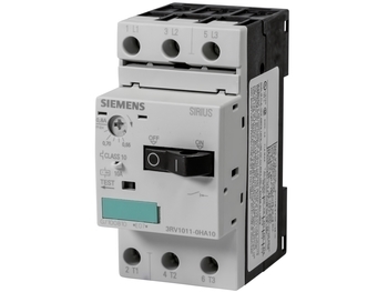 <p>
	Aвтомат защиты электродвигателя 3-фазный 0,55-0,8A, Siemens, 3RV1011-0HA10</p>
